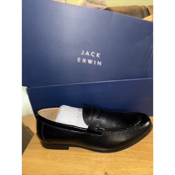 Jack Erwin Penny Loafers Classic Casual Shoes Suede Black Mens Sz 7 Black Pebble